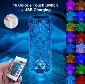 16 Colors LED Crystal Lamp Rose Light Touch Table Lamps Bedr