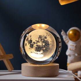 1pc Creative Crystal Ball Decoration; Desktop Night Light; Bedroom Night Light Valentine's Day Gifts Birthday Gifts - Moon