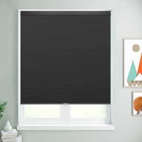 WELLSOURCE Cordless Cellular Shades without Drilling Honeycomb Blinds Blackout for Windows Bed Room, Office Easy to Install Custom Size - Black - Cust