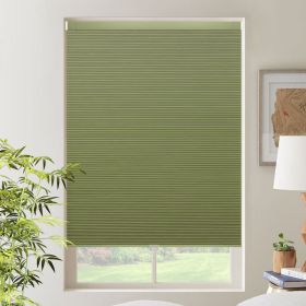 WELLSOURCE Cordless Cellular Shades without Drilling Honeycomb Blinds Blackout for Windows Bed Room, Office Easy to Install Custom Size - Green - Cont