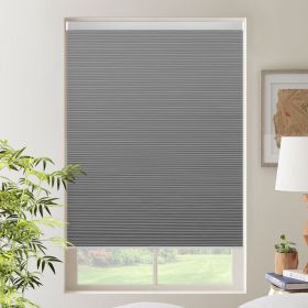 WELLSOURCE Cordless Cellular Shades without Drilling Honeycomb Blinds Blackout for Windows Bed Room, Office Easy to Install Custom Size - Gray - Conta