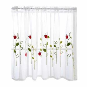 Semi-Sheer Half Cafe Window Curtain Short Cabinet Curtain Lace Embroidery Curtain, Ladybird,59x30 inch - Default