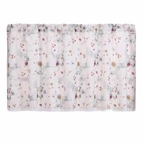 White Floral Cafe Kitchen Curtains Half Window Curtain for Apartment Doorway Restaurant, 55x24 inch - Default