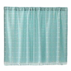 Solid Color Half Window Curtain Dormitory Short Curtain Modern Green Kitchen Curtains, 55x18 inch - Default