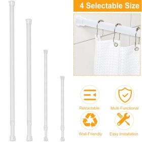 Tension Curtain Rod Spring Load Adjustable Curtain Pole Heavy-Duty Steel 4 Sizes for Bathroom Wardrobe Kitchen Balcony 200cm - 200cm