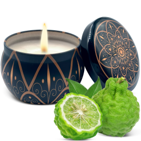 Soy Wax Candle in Tin Jar Bergamot White Tea Handmade in USA Natural and Safe by Relaxcation 6 oz - RELAXCATION