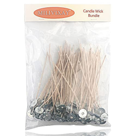 MILIVIXAY 100pcs 6.0inch ECO 4 Wicks for Soy Candles ,Pre-Waxed and Tabbed ECO Wicks for Soy Candles Making. - MILIVIXAY