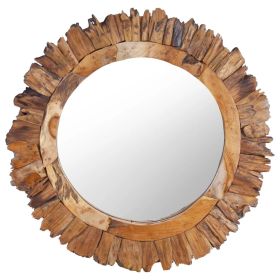 Wall Mirror 23.6" Teak Round - Brown