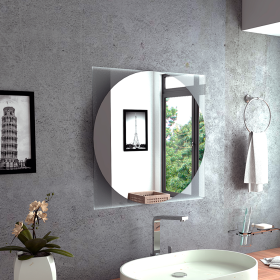 Mirror Mundip, With Sandblasting Borders, Square Shape - Clear