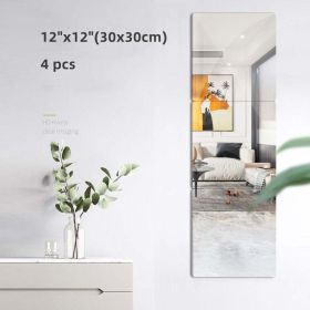 4pcs 3D Acrylic Mirror Stickers Flexible Thickened Self Adhesive Decor - 4Pcs