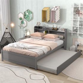 Full Bed with Trundle,Bookcase,Grey - as picture