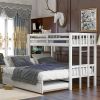 Twin over Pull-out Bunk Bed with Trundle, White - as picture