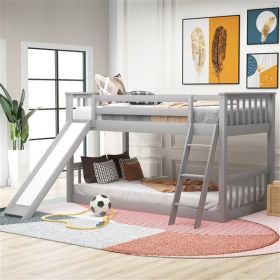 Bunk Bed with Convertible Slide and Ladder, Gray - as picture