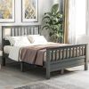 Wood Platform Bed with Headboard and Footboard, Full (Gray) - as picture