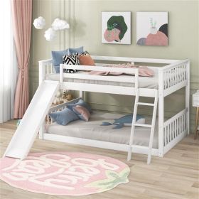 Full over Full Bunk Bed with Convertible Slide and Ladder, White - as picture