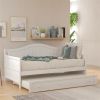 Twin Wooden Daybed with Trundle Bed, Sofa Bed for Bedroom Living Room,White - as picture