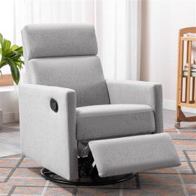 Modern Upholstered Rocker Nursery Chair Plush Seating Glider Swivel Recliner Chair, Gray - as picture