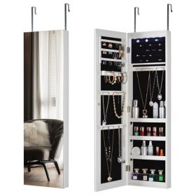 Full Mirror Fashion Simple Jewelry Storage Cabinet With Led Light Can Be Hung On The Door Or Wall - as picture