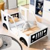 Twin Size Classic Car-Shaped Platform Bed with Wheels,White - as picture