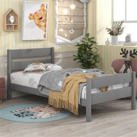 Twin Bed with Headboard and Footboard,Grey - as picture