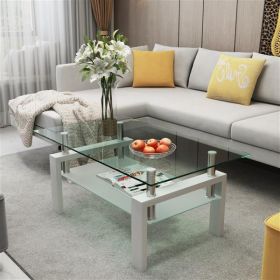 White Coffee Table, Clear Coffee Table, Modern Side Center Tables for Living Room, Living Room Furniture - as picture