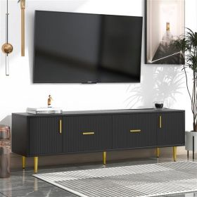 Modern TV Stand with 5 Champagne Legs - Durable, Stylish and Spacious, TVs Up to 75'' - as picture