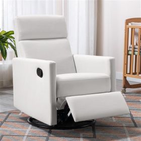 Modern Upholstered Rocker Nursery Chair Plush Seating Glider Swivel Recliner Chair, Beige - as picture