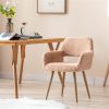 Dining Chairs with Faux Fur, Mid Century Side Chairs with Solid Painting Steel Leg for Dining Room - as picture