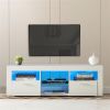 White morden TV Stand with LED Lights,high glossy front TV Cabinet,can be assembled in Lounge Room, Living Room or Bedroom,color:WHITE - as picture