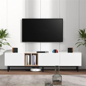 Modern TV Stand for 80'' TV with 3 Doors, Media Console Table, Entertainment Center with Large Storage Cabinet for Living Room, Bedroom - as picture