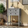 Narrow Console Table, Slim Sofa Table with Three Storage Drawers and Bottom Shelf for Living Room, Easy Assembly (Gray Wash) - as picture