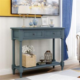 Console Table Traditional Design with Two Drawers and Bottom Shelf (Navy) - as picture