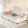 Twin Size Upholstered Daybed with Carton Ears Shaped Headboard, White - as picture