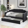 Upholstered Twin Daybed with Trundle,Black - as picture