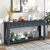 Console Table/Sofa Table with Storage Drawers and Bottom Shelf for Entryway Hallway (Navy) - as picture