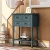 Narrow Console Table, Slim Sofa Table with Three Storage Drawers and Bottom Shelf for Living Room, Easy Assembly (Navy) - as picture