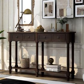 Console Table Sofa Table Easy Assembly with Two Storage Drawers and Bottom Shelf for Living Room, Entryway (Espresso) - as picture