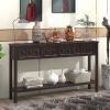 Rustic Entryway Console Table, 60" Long Sofa Table with two Different Size Drawers and Bottom Shelf for Storage (Espresso) - as picture