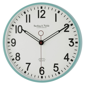 Mainstays Indoor 11.5" Round Mint Green Arabic Retro Schoolhouse Analog Wall Clock - Mainstays