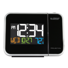 La Crosse Technology Color Entry Level Projection Black LED Alarm Clock with Temperature, W85923 - La Crosse Technology