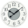 Mainstays Indoor Round 23.5" White and Gray Arabic Wainscot Farmhouse Analog Wall Clock - Mainstays