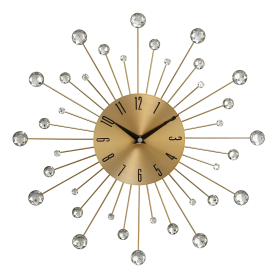 DecMode Gold Metal Glam Wall Clock, 15'L x 0.5'W x 15'H, Features Starburst Design - DecMode