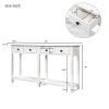 Rustic Brushed Texture Entryway Table Console Table with Drawer and Bottom Shelf for Living Room (Ivory White) - as picture