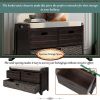 Storage Bench with Removable Basket and 2 Drawers, Fully Assembled Shoe Bench with Removable Cushion (Espresso) - as picture