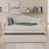 Twin Wooden Daybed with Trundle Bed, Sofa Bed for Bedroom Living Room,White - as picture