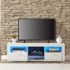 White morden TV Stand with LED Lights,high glossy front TV Cabinet,can be assembled in Lounge Room, Living Room or Bedroom,color:WHITE - as picture