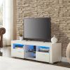 White morden TV Stand with LED Lights,high glossy front TV Cabinet,can be assembled in Lounge Room, Living Room or Bedroom,color:WHITE - as picture