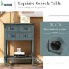 Narrow Console Table, Slim Sofa Table with Three Storage Drawers and Bottom Shelf for Living Room, Easy Assembly (Navy) - as picture