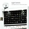 Lockable Wall Mount Mirrored Jewelry Cabinet with LED Lights - white