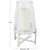 DecMode Stainless Steel Hurricane Lamp with Stainless Steel X Shaped Base - DecMode